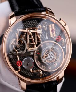 Đồng hồ Jacob & Co Oil Pump Replica 11 vỏ mạ vàng hồng dây da 44mm (1)