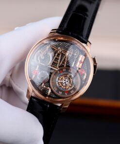 Đồng hồ Jacob & Co Oil Pump Replica 11 vỏ mạ vàng hồng dây da 44mm (1)