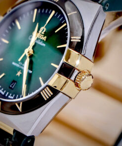 Đồng hồ Omega Constellation nam mặt xanh lá dây da fake cao cấp 41mm