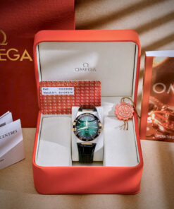 Đồng hồ Omega Constellation nam mặt xanh lá dây da fake cao cấp 41mm