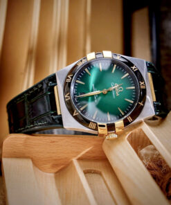 Đồng hồ Omega Constellation nam mặt xanh lá dây da fake cao cấp 41mm