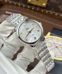 Đồng hồ Omega Replica 11 De Ville Prestige mặt số khảm xà cừ màu trắng 34mm (2)