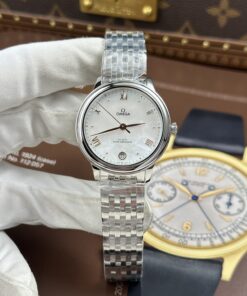 Đồng hồ Omega Replica 11 De Ville Prestige mặt số khảm xà cừ màu trắng 34mm (2)