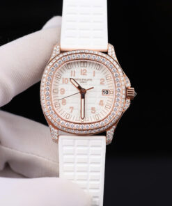 Đồng hồ Patek Philippe Aquanaut 5067 Replica 11 vỏ bọc vàng 18K đính full moissanite 35 (2)