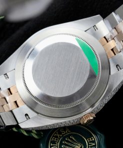 Đồng hồ Rolex DateJust chế tác demi vàng hồng đính full kim cương moissanite HongKong 36mm (2)