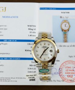 Đồng hồ Rolex DateJust nam chế tác mặt khảm xà cừ cọc số đính kim cương moissanite 41mm (2)