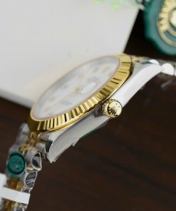 Đồng hồ Rolex DateJust nam chế tác mặt khảm xà cừ cọc số đính kim cương moissanite 41mm (2)