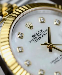 Đồng hồ Rolex DateJust nam chế tác mặt khảm xà cừ cọc số đính kim cương moissanite 41mm (2)