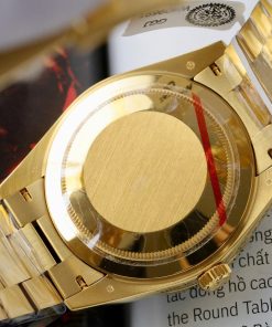 Đồng hồ Rolex Day-Date Replica 11 bọc vàng thật viền đính kim cương moissanite HongKong 40mm (2)