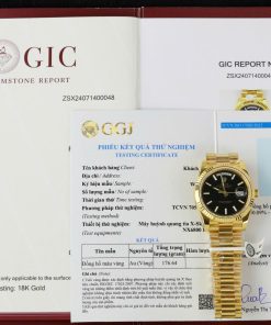 Đồng hồ Rolex Day-Date chế tác bọc vàng thật mặt đen hoạ tiết ô vuông 40mm (2)