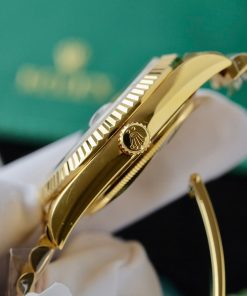 Đồng hồ Rolex Day-Date chế tác bọc vàng thật mặt đen hoạ tiết ô vuông 40mm (2)