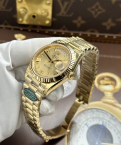 Đồng hồ Rolex Day-Date nam Rep 11 mặt vàng champagne trọng lượng 212 gram chuẩn auth xưởng RC 40mm (2)