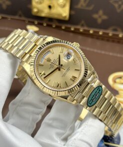 Đồng hồ Rolex Day-Date nam Rep 11 mặt vàng champagne trọng lượng 212 gram chuẩn auth xưởng RC 40mm (2)