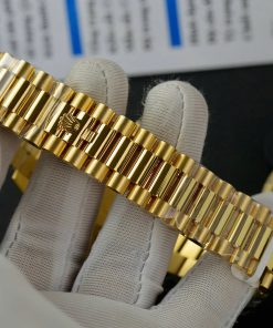 Đồng hồ Rolex Day-Date nam chế tác bọc vàng thật viền & mặt số đính kim cương moissanite 40mm (2)