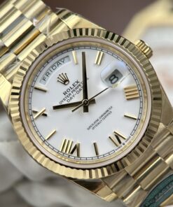 Đồng hồ Rolex Day-Date nam chế tác mặt trắng sứ máy calibre 3255 Thuỵ Sỹ xưởng RC 40mm (2)