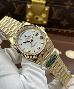Đồng hồ Rolex Day-Date nam chế tác mặt trắng sứ máy calibre 3255 Thuỵ Sỹ xưởng RC 40mm (2)