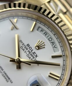 Đồng hồ Rolex Day-Date nam chế tác mặt trắng sứ máy calibre 3255 Thuỵ Sỹ xưởng RC 40mm (2)