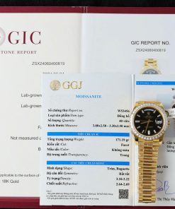 Đồng hồ Rolex Day-Date nam mặt đen chế tác bọc vàng thật viền đính kim cương moissanite baguette 40mm (2)