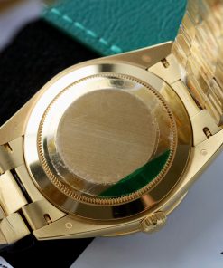 Đồng hồ Rolex Day-Date nam mặt đen chế tác bọc vàng thật viền đính kim cương moissanite baguette 40mm (2)