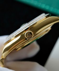 Đồng hồ Rolex Day-Date nam mặt đen chế tác bọc vàng thật viền đính kim cương moissanite baguette 40mm (2)