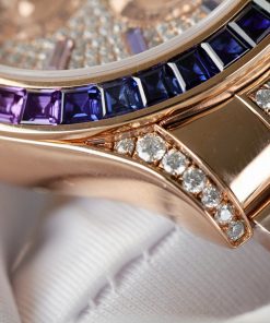 Đồng hồ Rolex Daytona Rainbow 116595 chế tác bọc vàng 18K đính ruby + sapphire + kim cương moissanite 40mm (2)