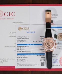 Đồng hồ Rolex Daytona mặt sundust chế tác bọc vàng thật viền đính kim cương moissanite baguette 40mm (2)