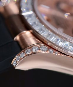 Đồng hồ Rolex Daytona mặt sundust chế tác bọc vàng thật viền đính kim cương moissanite baguette 40mm (2)
