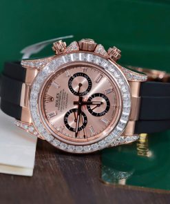 Đồng hồ Rolex Daytona mặt sundust chế tác bọc vàng thật viền đính kim cương moissanite baguette 40mm (2)