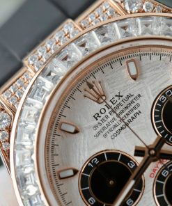 Đồng hồ Rolex Daytona mặt thiên thạch chế tác bọc vàng thật đính full moissanite HongKong 40mm (2)
