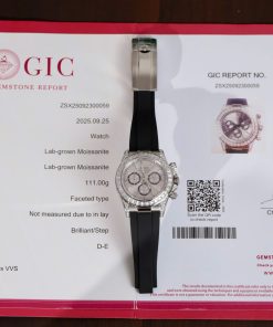 Đồng hồ Rolex Daytona mặt xám chế tác đính kim cương moissanite baguette 40mm (2)