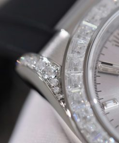 Đồng hồ Rolex Daytona mặt xám chế tác đính kim cương moissanite baguette 40mm (2)