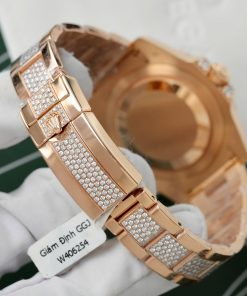 Đồng hồ Rolex GMT-Master II Replica 11 bọc vàng thật đính sapphire + kim cương moissanite 40mm (1)