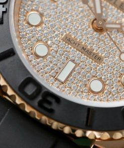 Đồng hồ Rolex Yacht-Master II chếc tác bọc vàng + mặt số đính full moissantie HongKong 40mm (2)