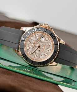 Đồng hồ Rolex Yacht-Master II chếc tác bọc vàng + mặt số đính full moissantie HongKong 40mm (2)