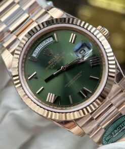 Đồng hồ nam Rolex Day-Date Replica 11 mặt xanh lá cây máy calibre 3255 Thuỵ Sỹ xưởng RC 40mm (2)