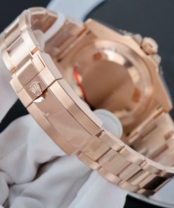 Đồng hồ nam Rolex GMT-Master II Rep 11 bọc vàng hồng đính sapphire + kim cương moissanite 40mm (2)