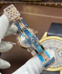 Đồng hồ nữ Omega De Ville Prestige Rep 11 mặt số màu đỏ đô dây kim loại 34mm (2)