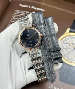 Đồng hồ nữ Omega De Ville Prestige Rep 11 mặt số màu xanh dương máy cơ tự động 34mm (1)