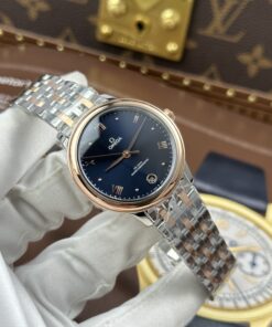 Đồng hồ nữ Omega De Ville Prestige Rep 11 mặt số màu xanh dương máy cơ tự động 34mm (1)