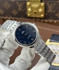 Đồng hồ nữ Omega De Ville Prestige Replica 11 mặt số màu xanh dương dây kim loại 34mm (2)