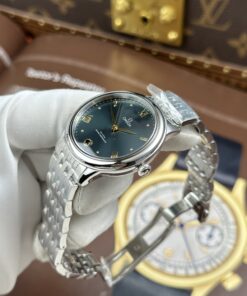 Đồng hồ nữ Omega Replica 11 De Ville Prestige mặt số màu xanh lam dây kim loại 34mm (2)