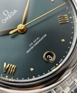 Đồng hồ nữ Omega Replica 11 De Ville Prestige mặt số màu xanh lam dây kim loại 34mm (2)
