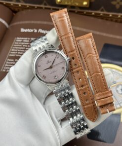 Đồng hồ nữ Omega Replica cao cấp De Ville Prestige mặt số màu hồng phun cát 34mm (2)