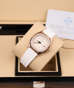 Đồng hồ nữ Patek Philippe Aquanaut 5067 Rep 11 vỏ bọc vàng thật viền đính kim cương moissanite 35 (2)