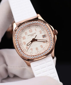 Đồng hồ nữ Patek Philippe Aquanaut 5067 Rep 11 vỏ bọc vàng thật viền đính kim cương moissanite 35 (2)