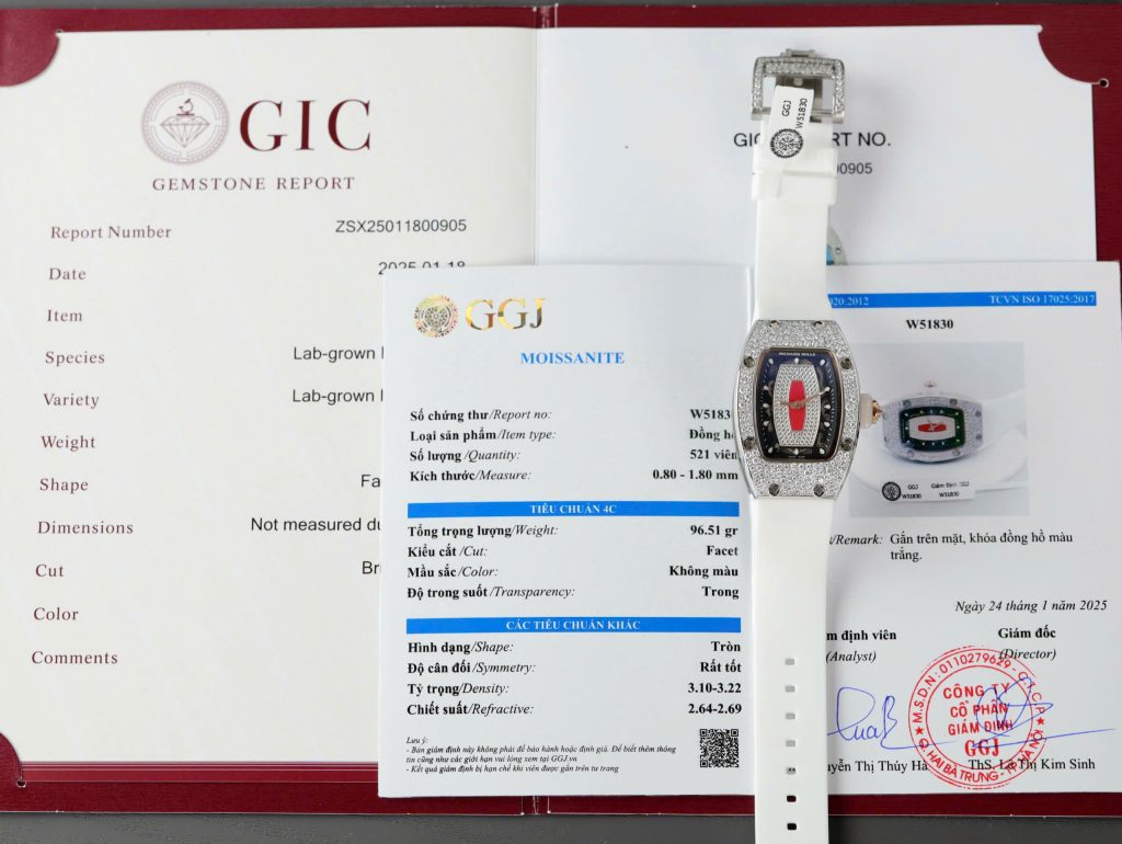 Đồng hồ nữ Richard Mille RM007 chế tác đính full kim cương moissanite HongKong 36mm (2)