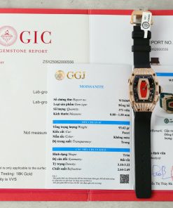 Đồng hồ nữ Richard Mille RM037 chế tác bọc vàng thật vỏ đính full moissanite HongKong 36mm (2)