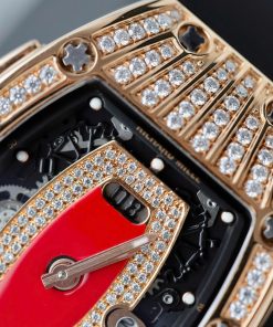 Đồng hồ nữ Richard Mille RM037 chế tác bọc vàng thật vỏ đính full moissanite HongKong 36mm (2)