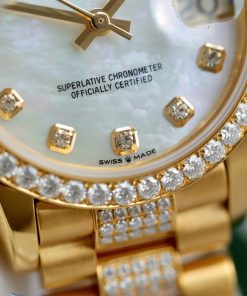 Đồng hồ nữ Rolex DateJust mặt MOP chế tác bọc vàng thật + đính kim cương moissanite 31mm (2)