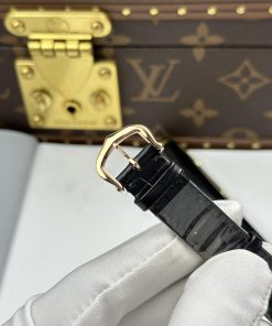 Đồng hồ Cartier Santos Dumont Rep 11 mặt xám bạc dây da 43.5×31 (2)